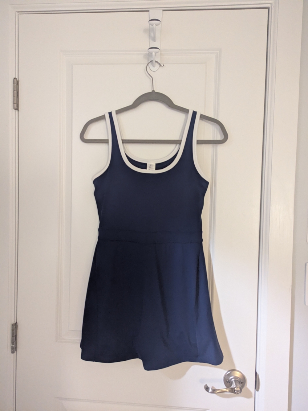 Fabletics Navy Sports Hidden Shorts Tennis Mini Dress with White Trim - Women